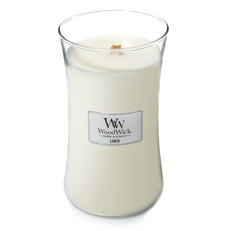 WoodWick Linen - duża świeca zapachowa - candlelove