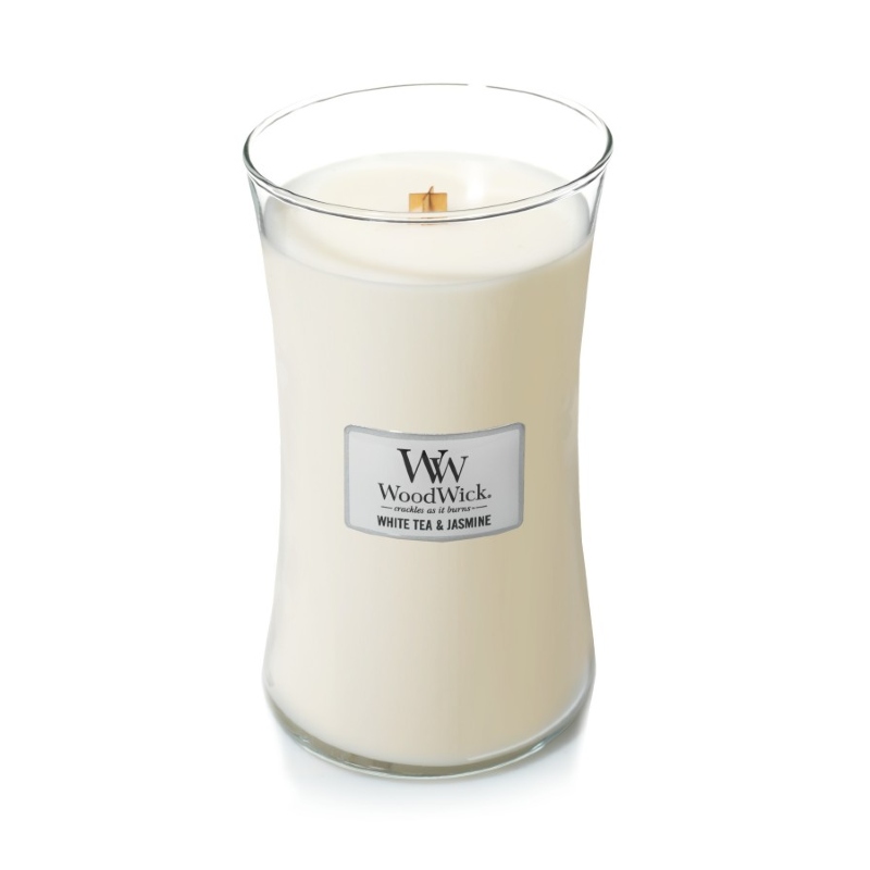 WoodWick White Tea & Jasmine - duża świeca zapachowa - candlelove